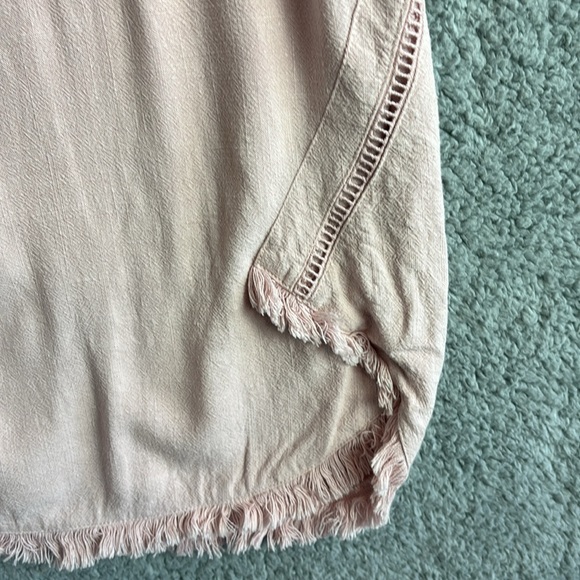 Sundance Top Pale Pink Medium Linen Blend Fringe Details - Picture 3 of 6